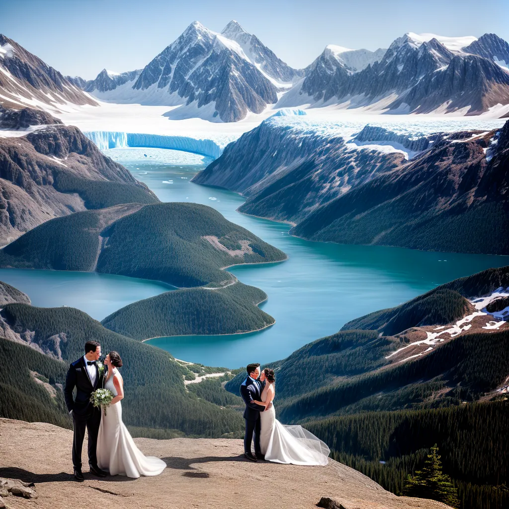 casal pico neve glaciares casamento