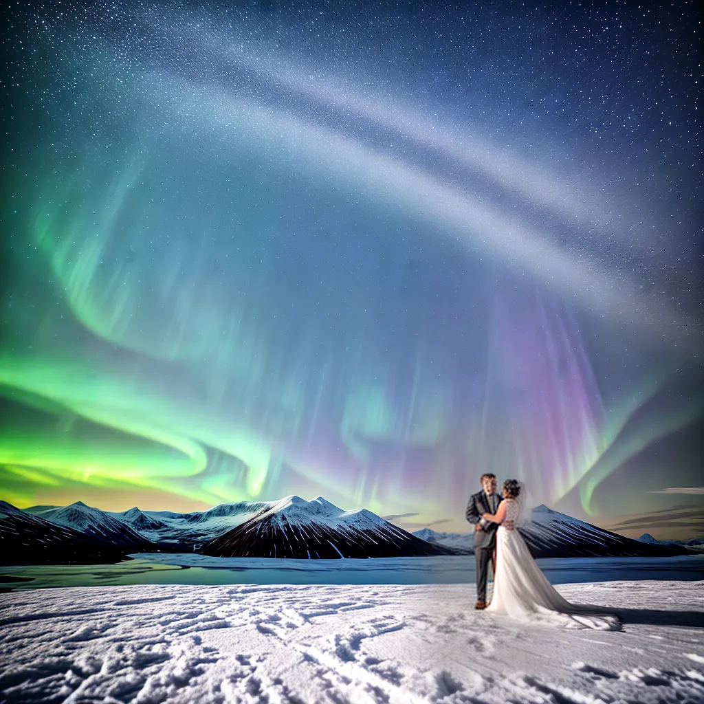 casamento polar aurora boreal neve