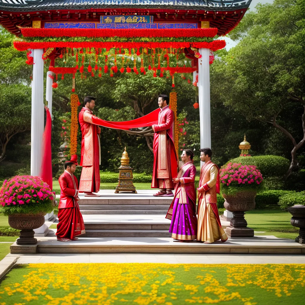 casamento asiatico templo noiva noivo