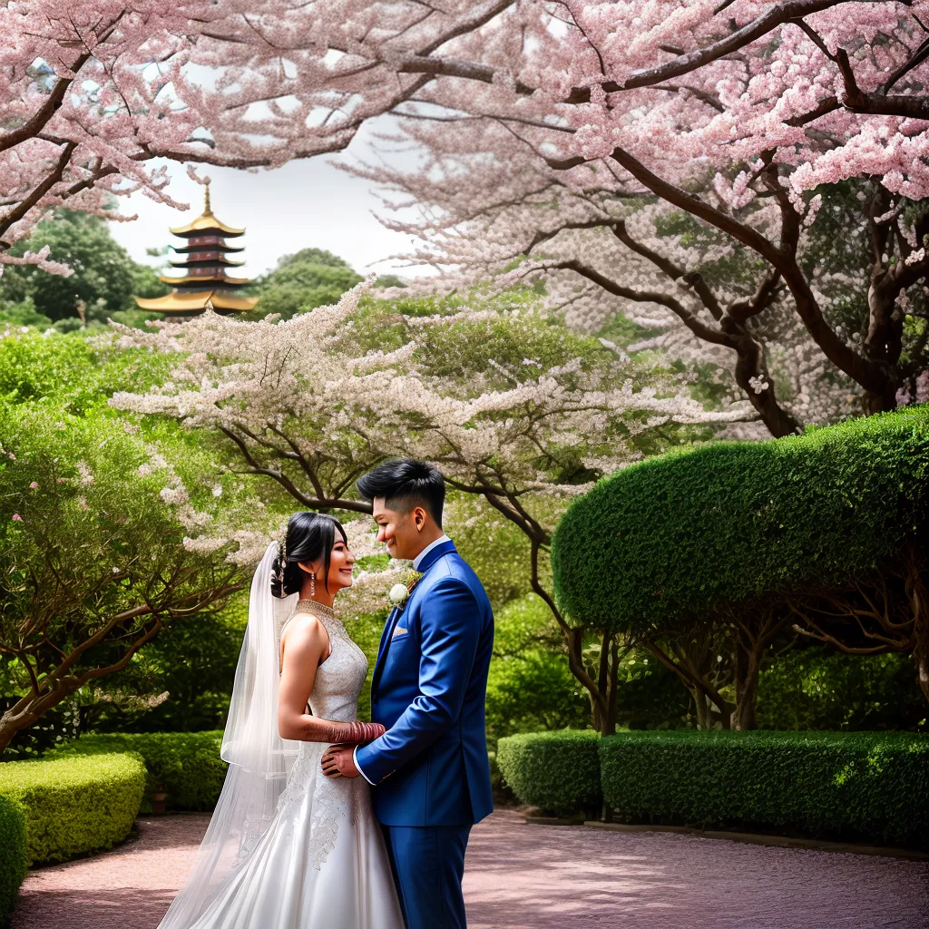 casamento asiatico cerejeiras verde pagoda