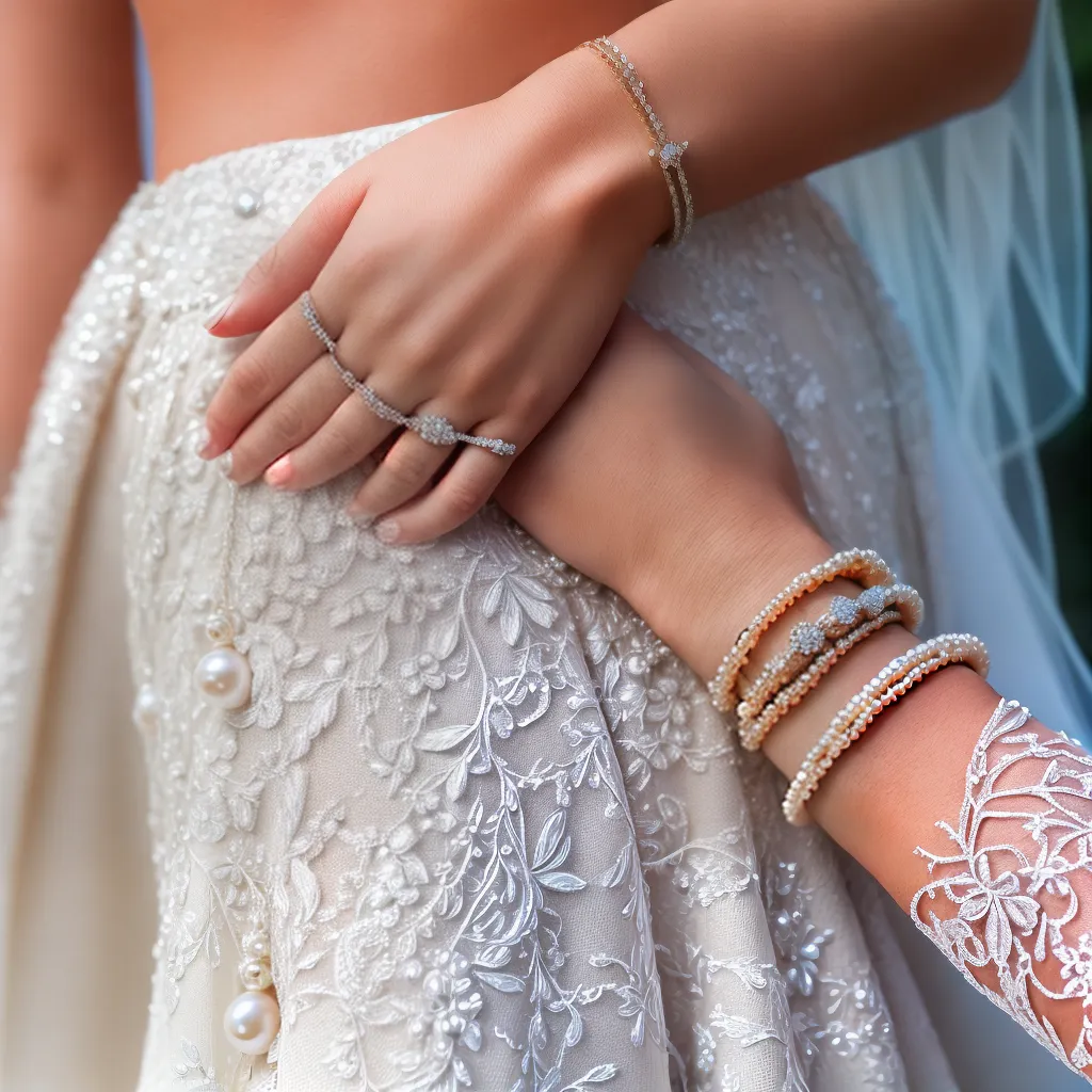 mao noiva perola bracelete