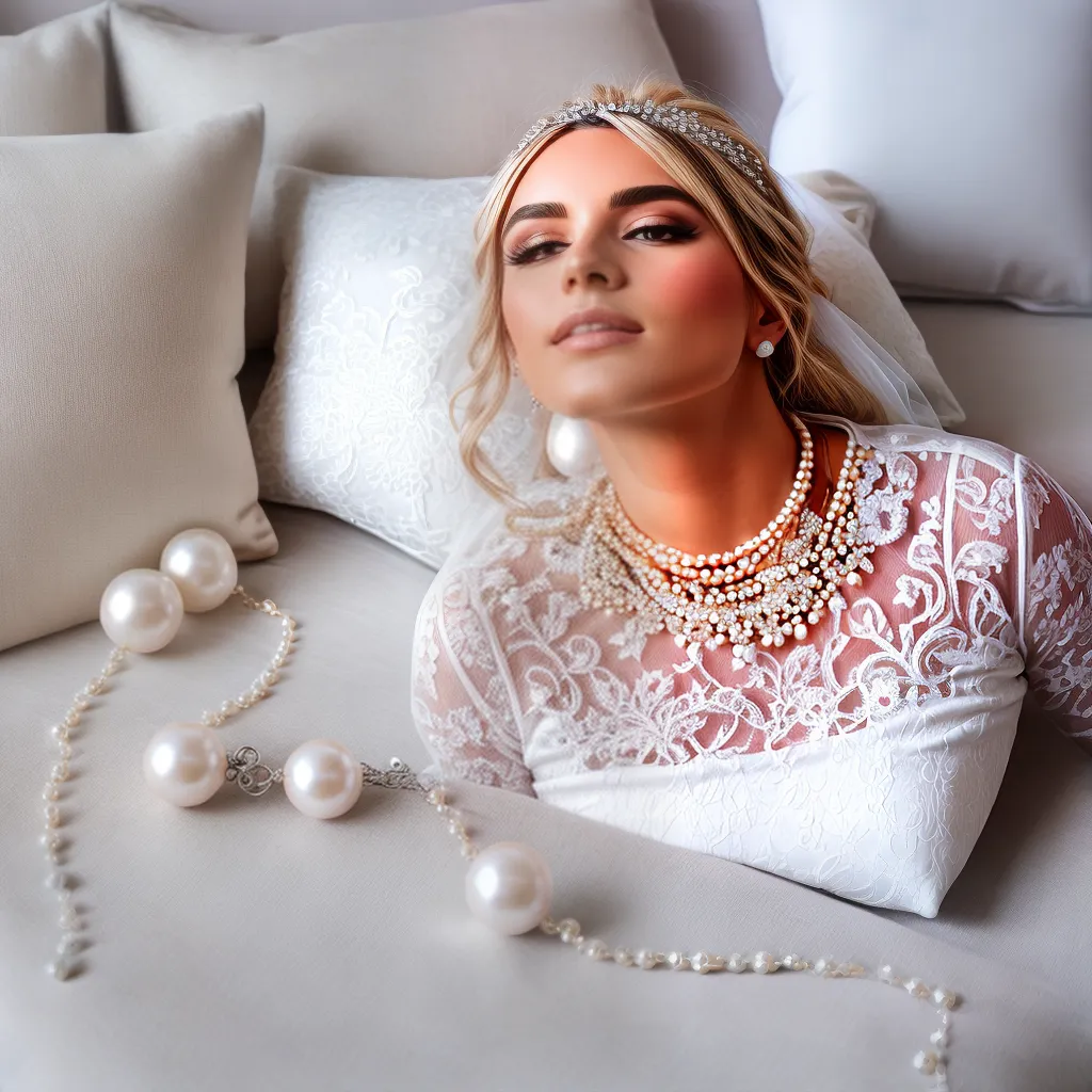 colar perola renda branca noiva