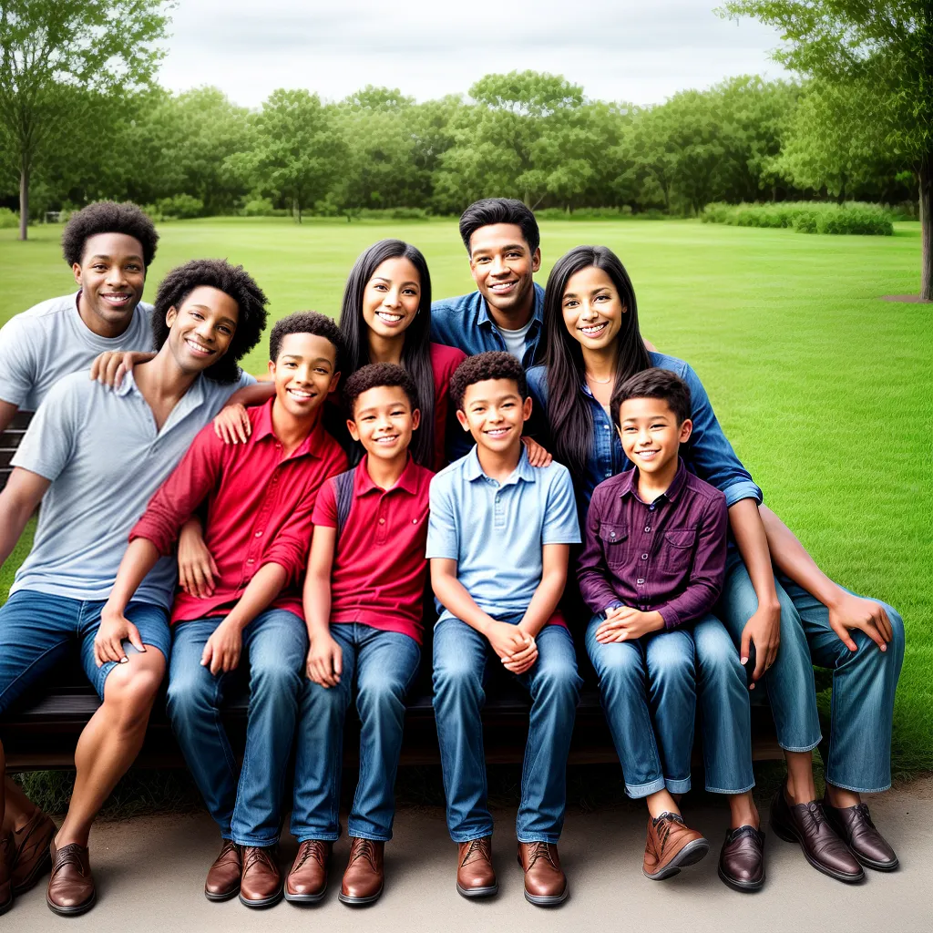 familia mista sorrindo conversa parque
