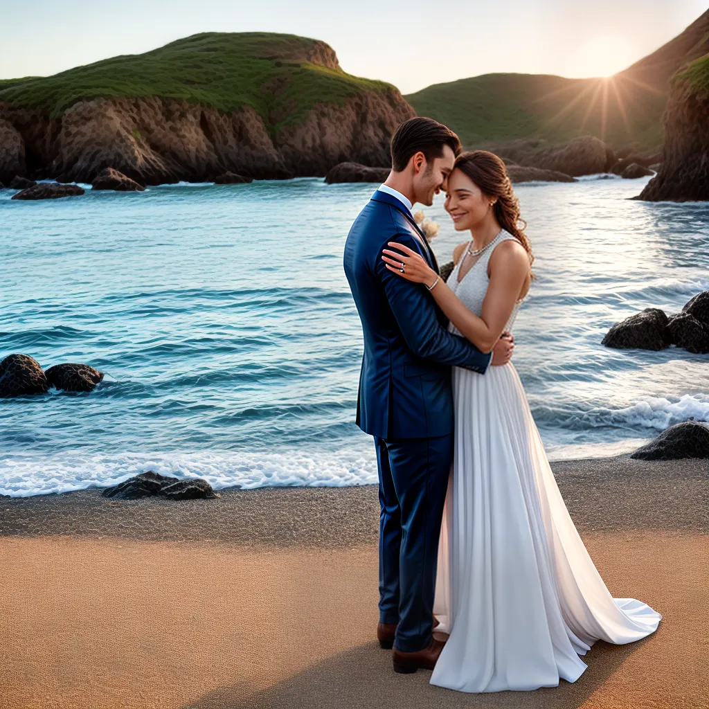 casal romantico praia por do sol
