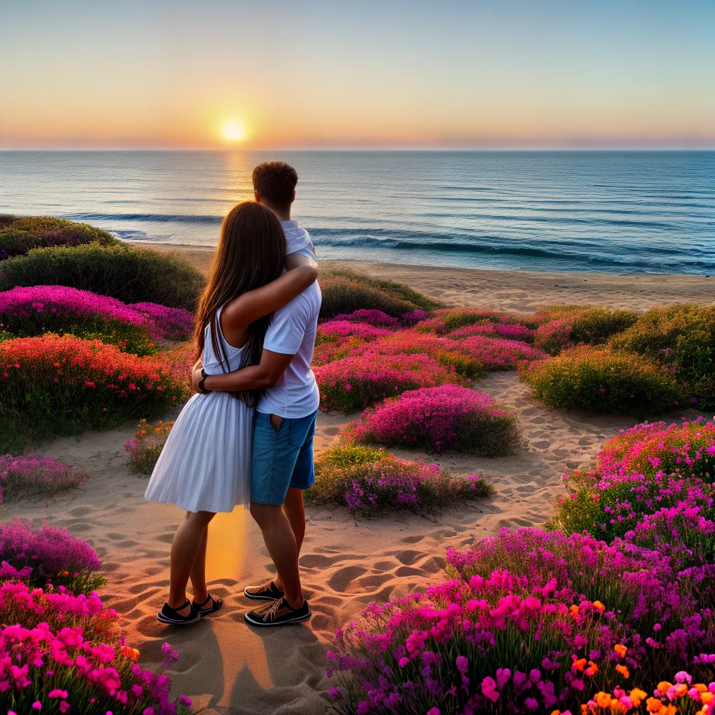 casal praia amor eterno por do sol