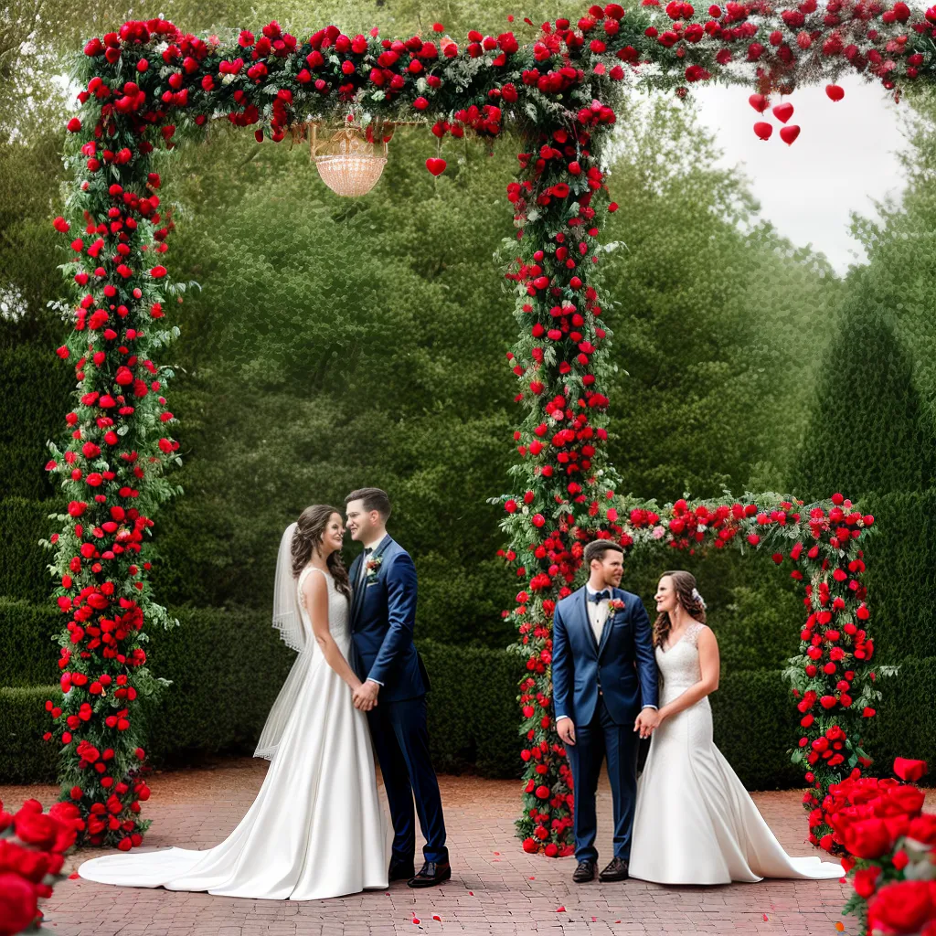 casamento arco rosas vermelhas baloes