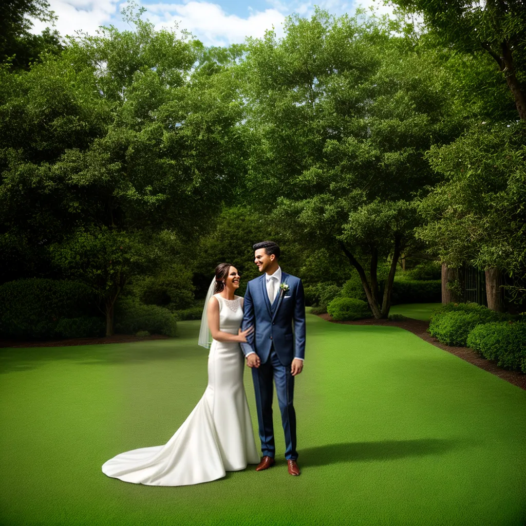 casal jardim verde vestido noiva