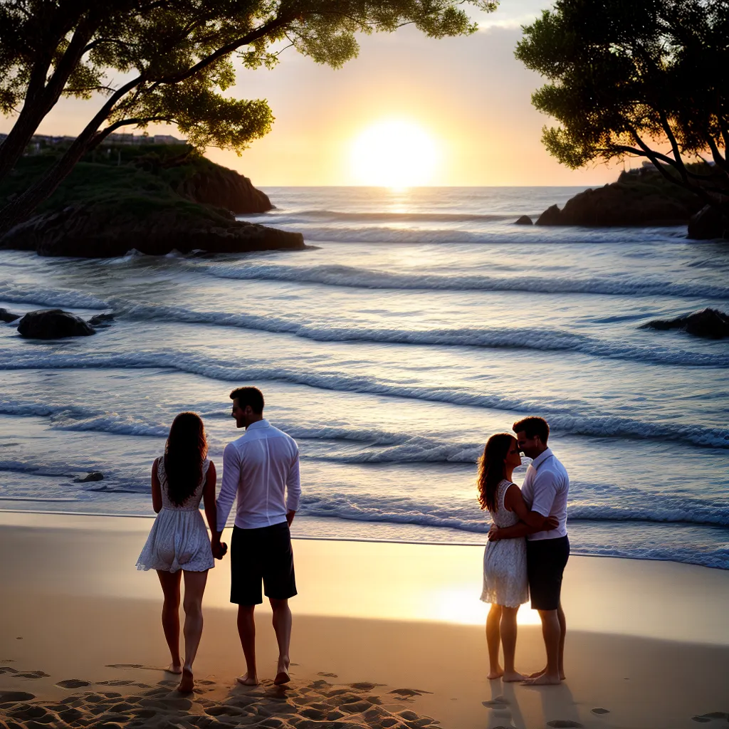 por do sol praia casal recem casados 1