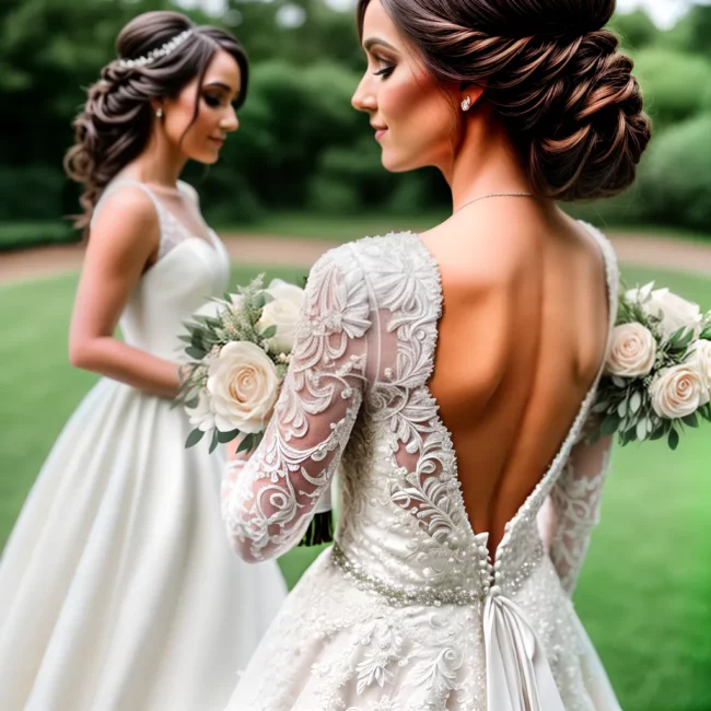 noiva vestido renda floral casamento