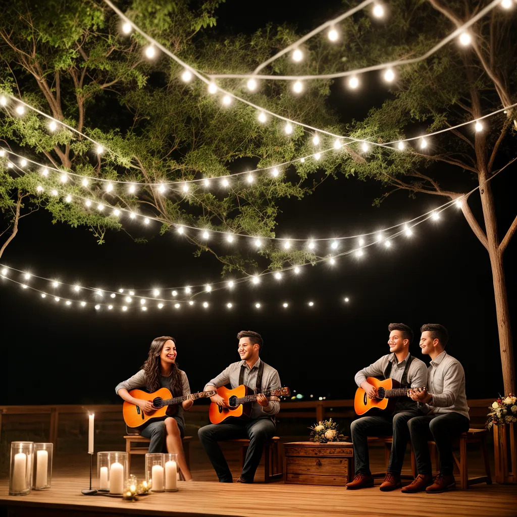 ambiente ao ar livre luzes musica casal