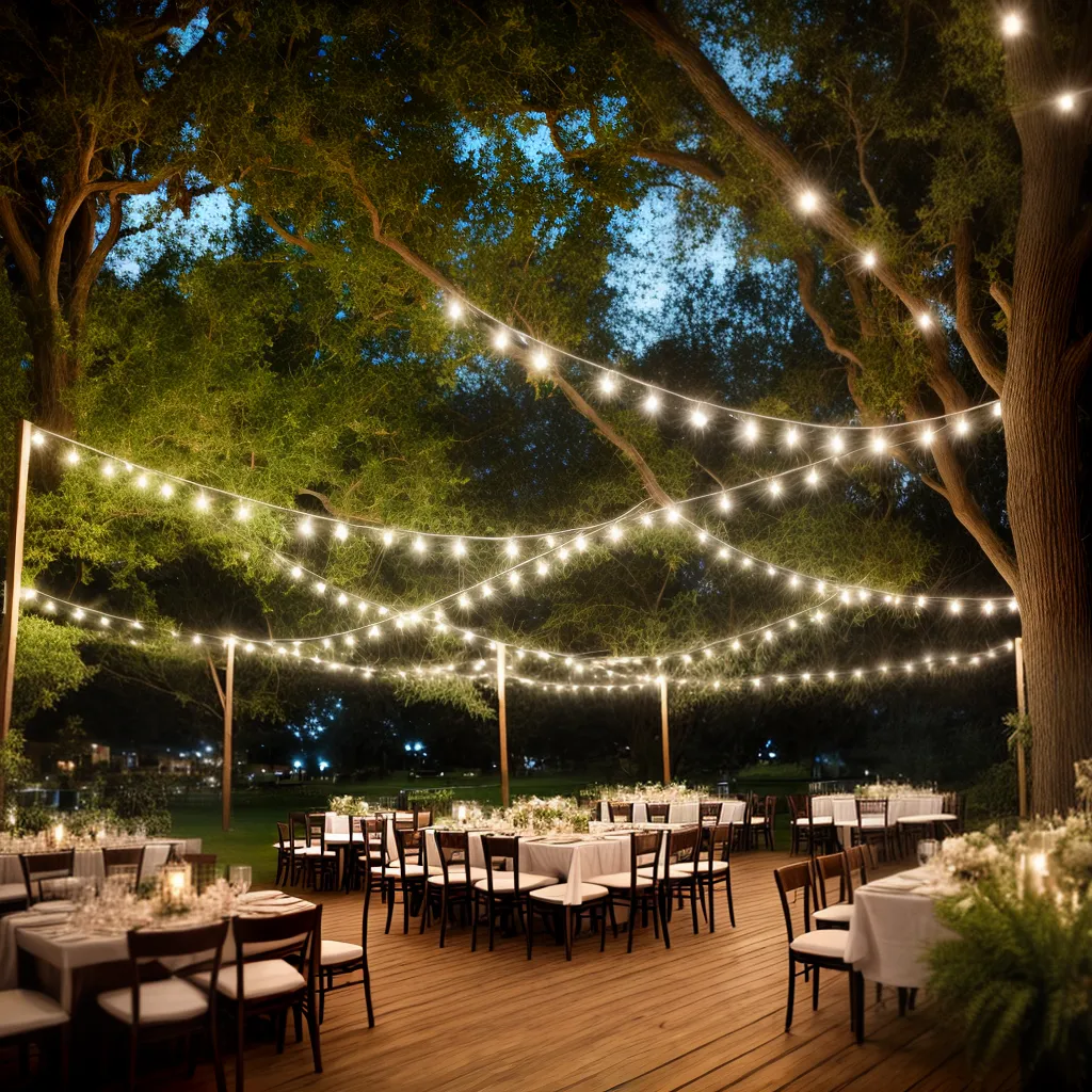 casamento ao ar livre palco luzes flores