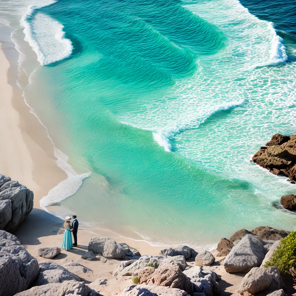 praia casal estiloso agua turquesa