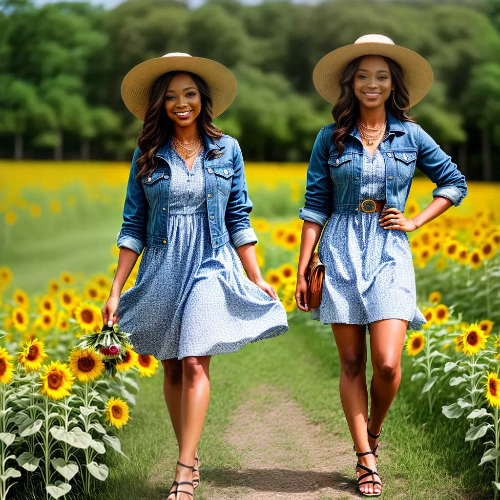 mulher vestido floral chapeu campos girassois