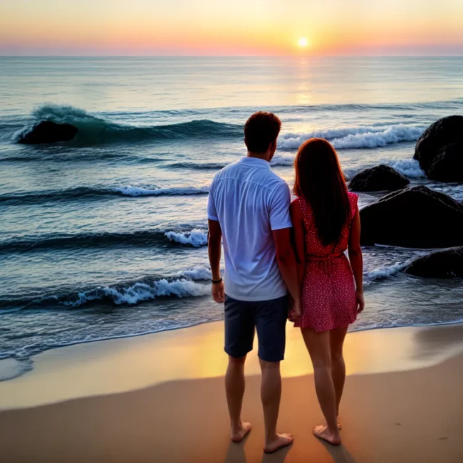 casal amor praia por do sol 1