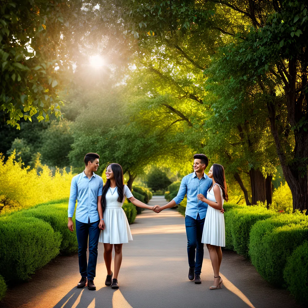 casal sorriso jardim por do sol