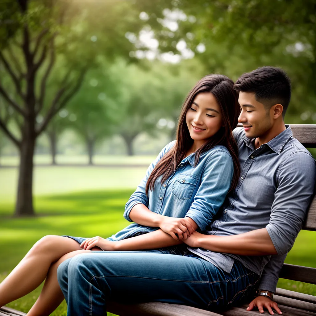 casal conversa banco parque sol