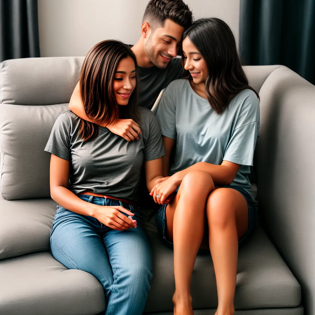 casal conversa sofa acolhedor