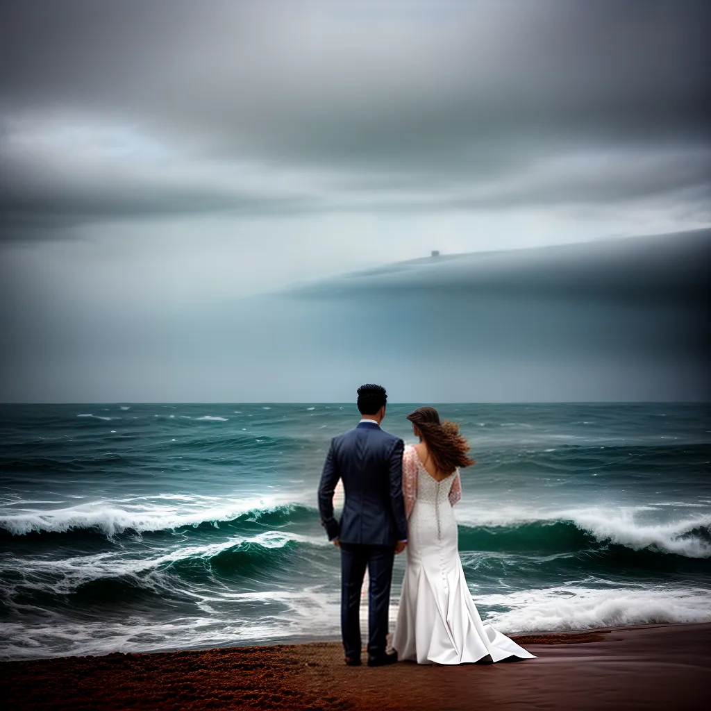 casal mar mar agitado determinacao
