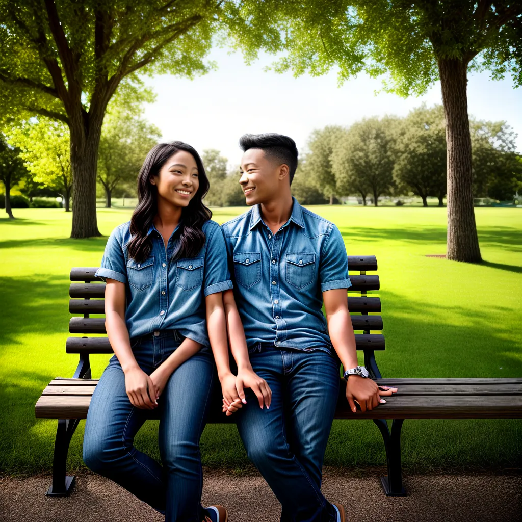casal banco parque sorriso sol apoio