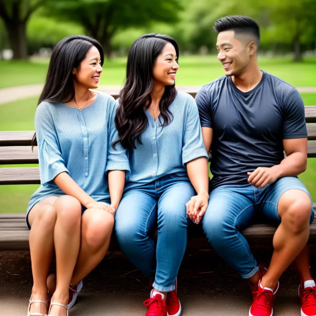 casal sorrindo banco parque autoestima