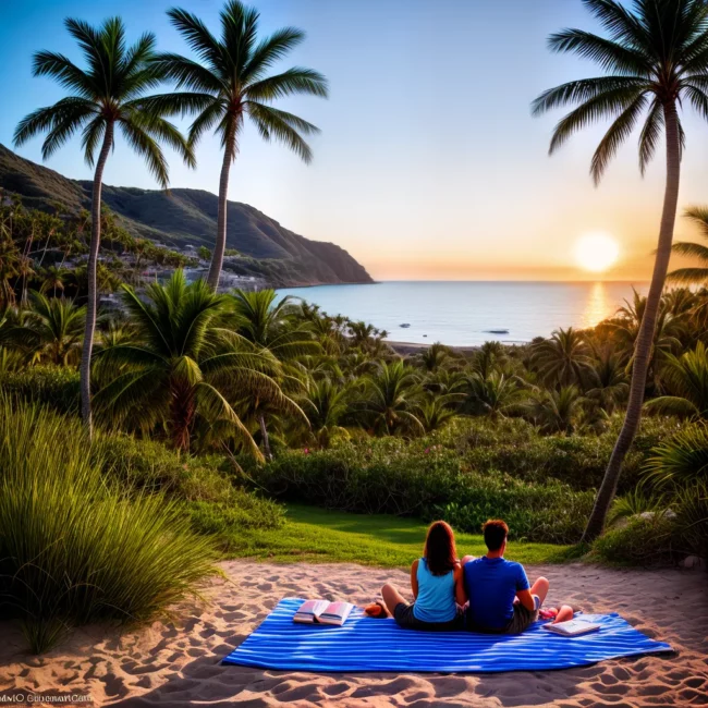 casal praia por do sol livros viagem