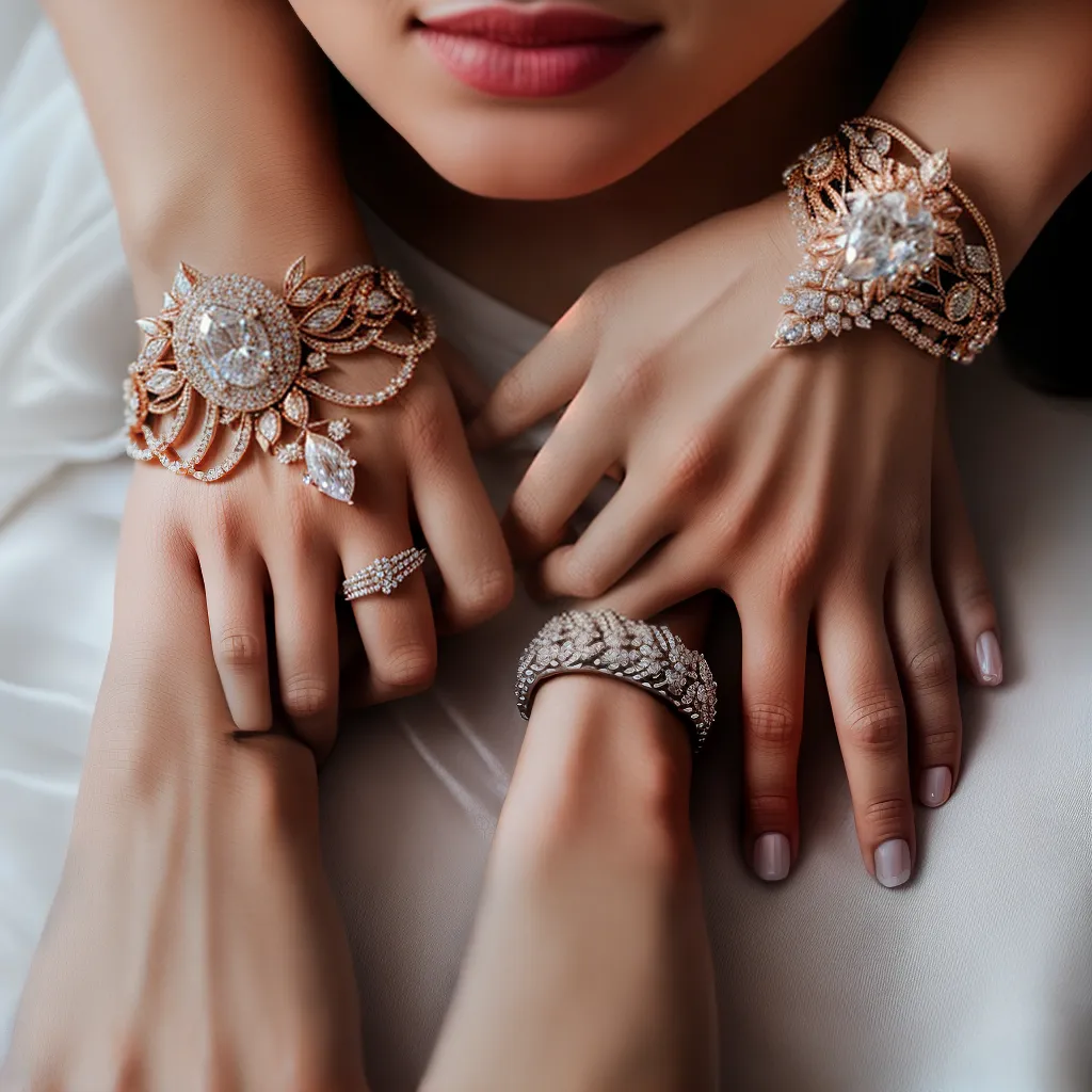 noiva anel brilhante pulseira gemstone