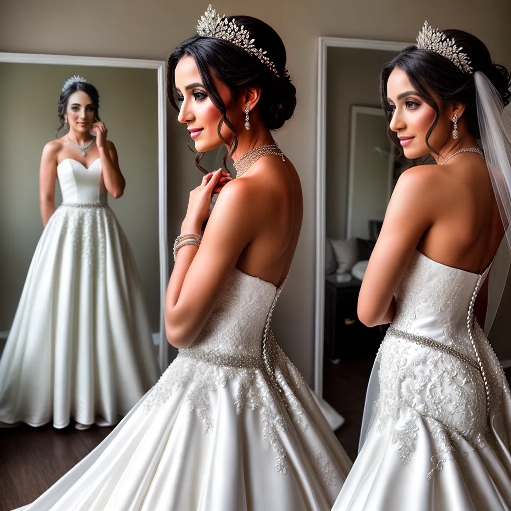 noiva espelho vestido bouquet acessorios