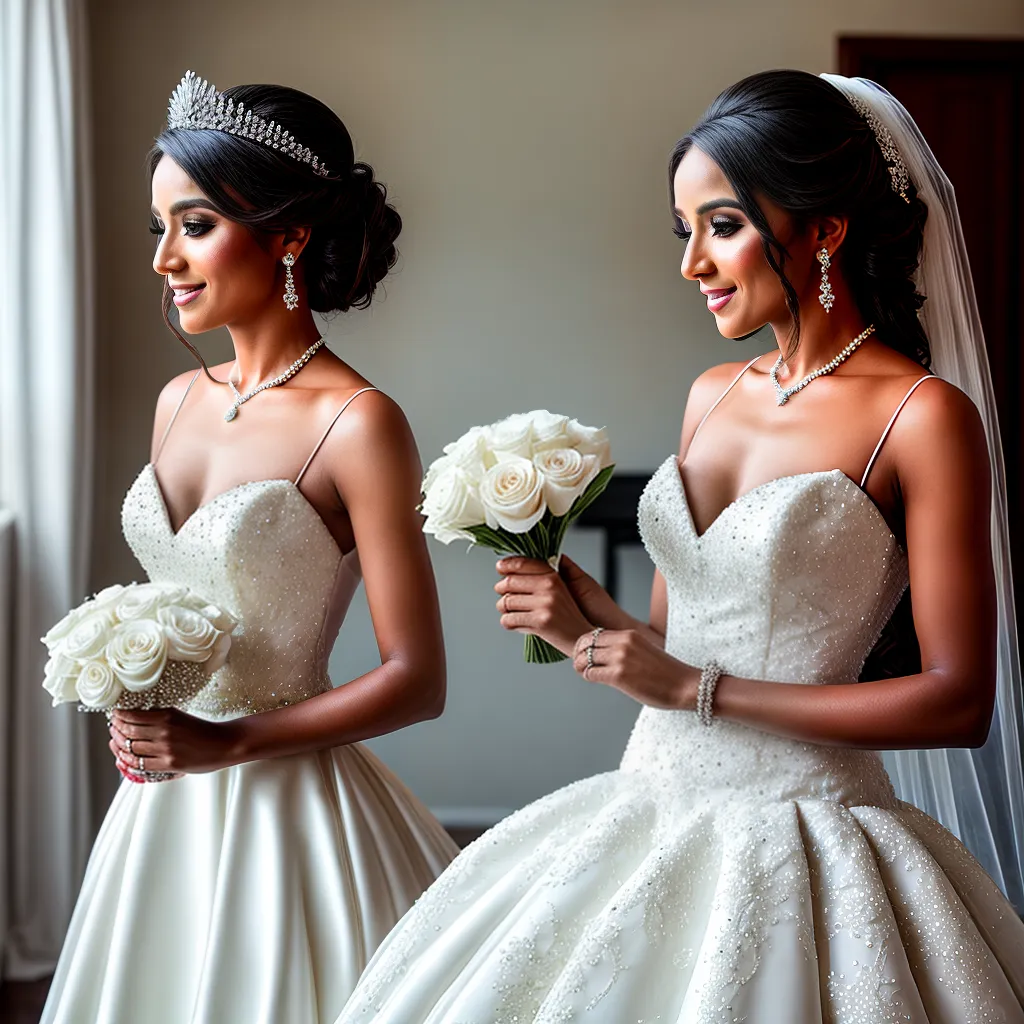 noiva espelho vestido rosas tiara