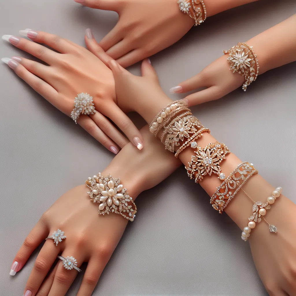 maos noiva pulseiras perolas cristais