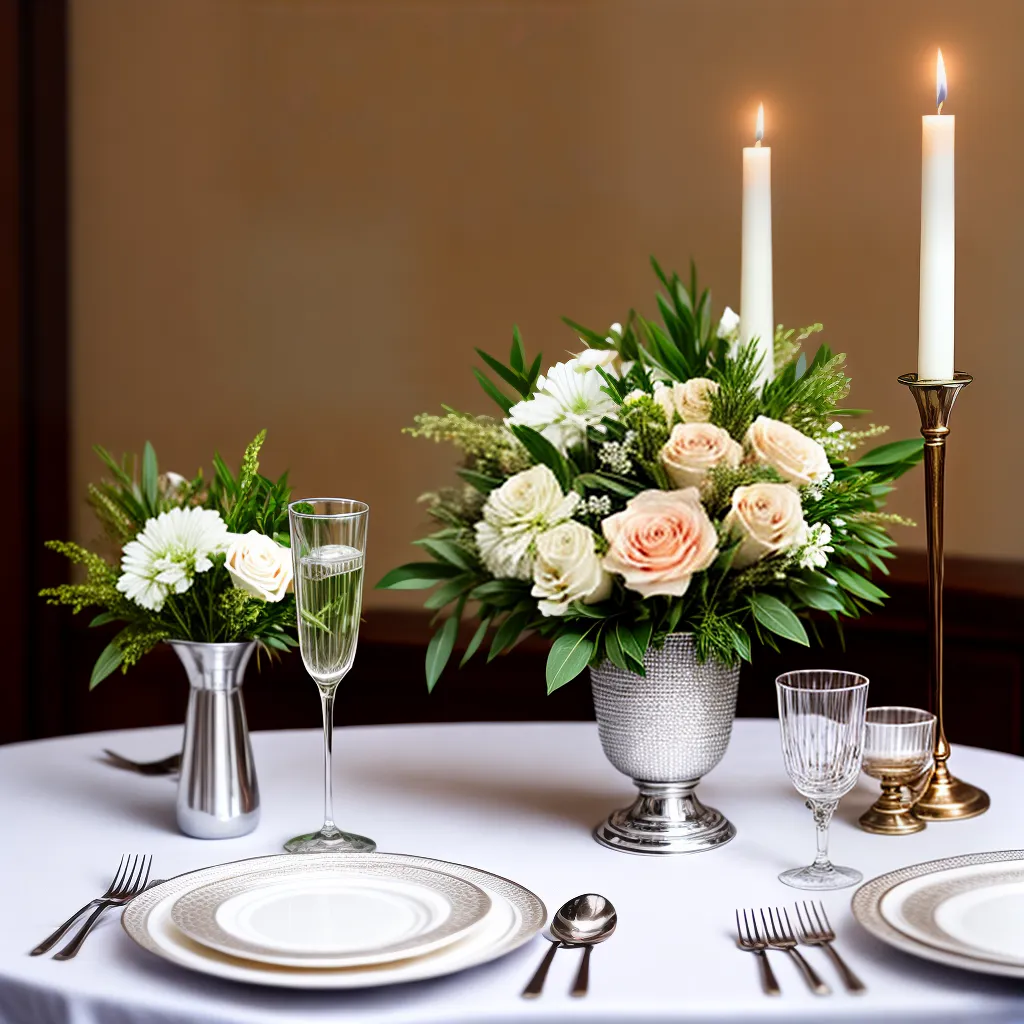 mesa romantica branco flores champanhe