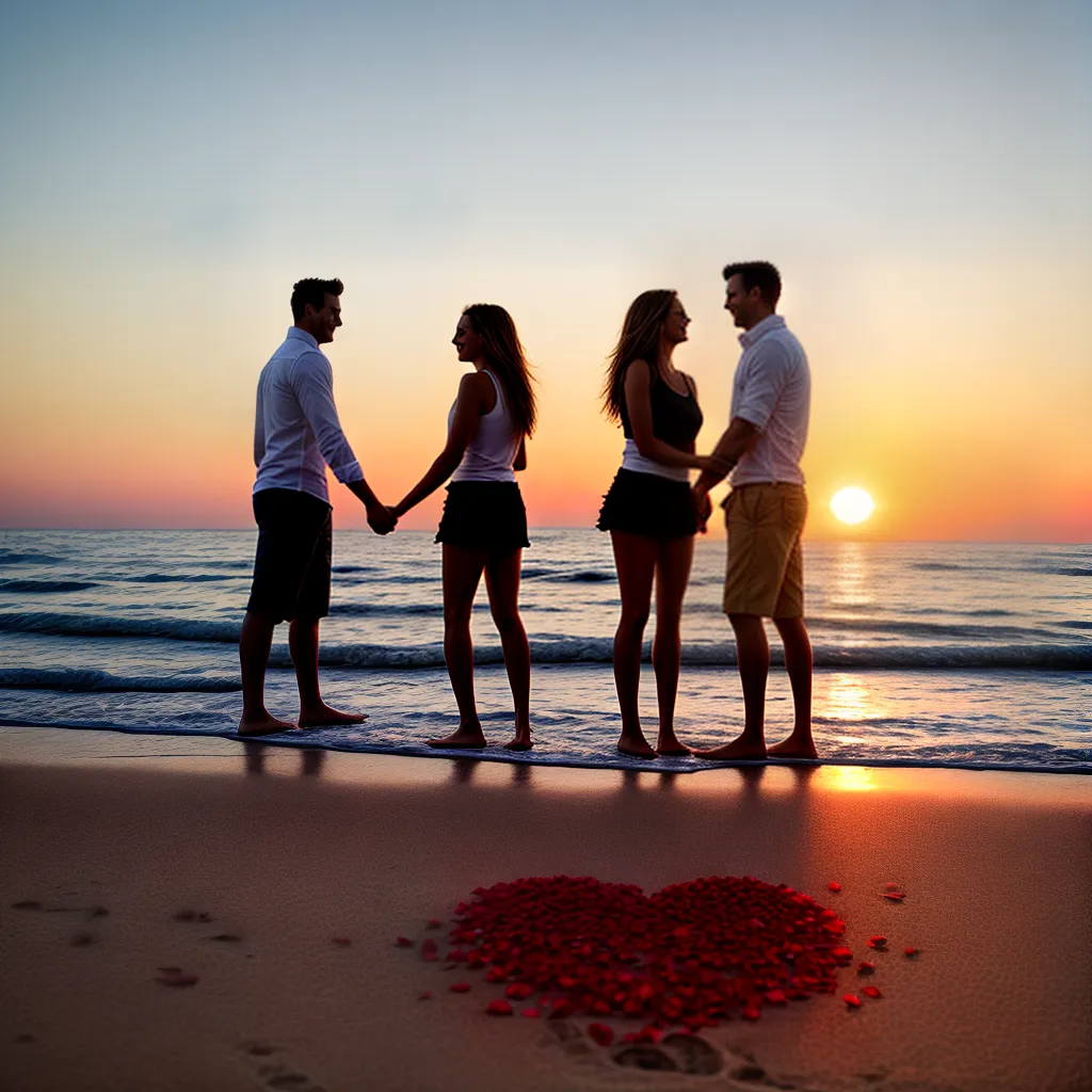 casal praia por do sol amor surpresa
