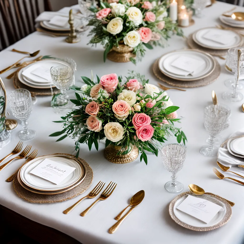 mesa jantar elegante flores pastel menu