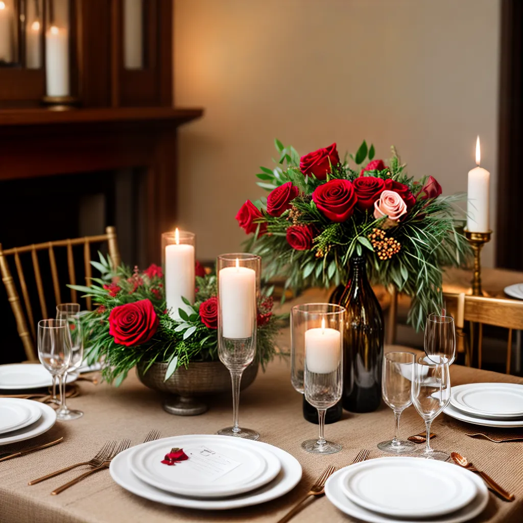 mesa romantica velas rosas aniversario