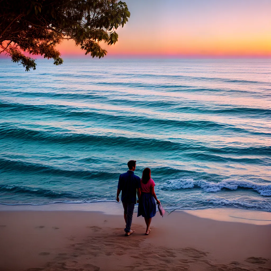 passeio casal entardecer praia