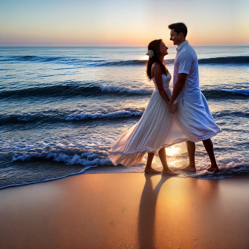 casal praia por do sol perolas jubileu