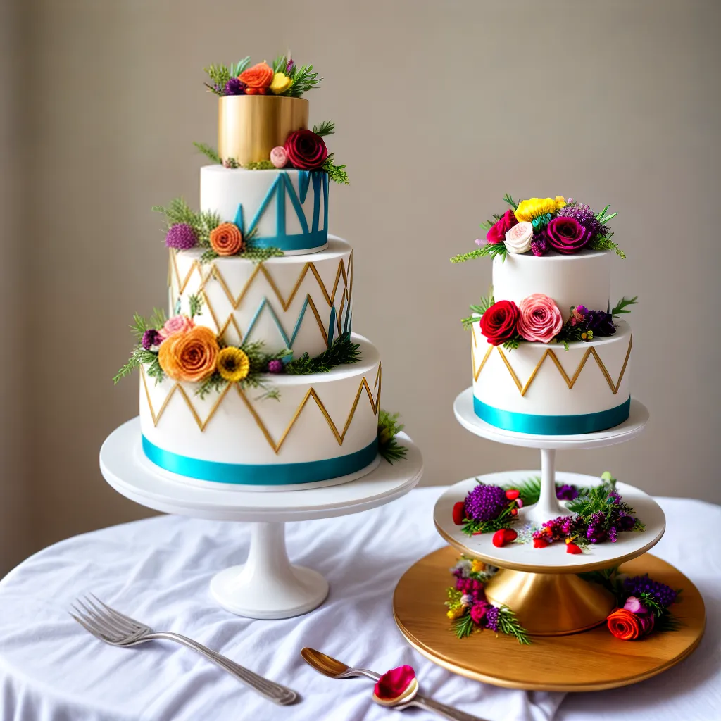 bolo casamento tres andares geometrico