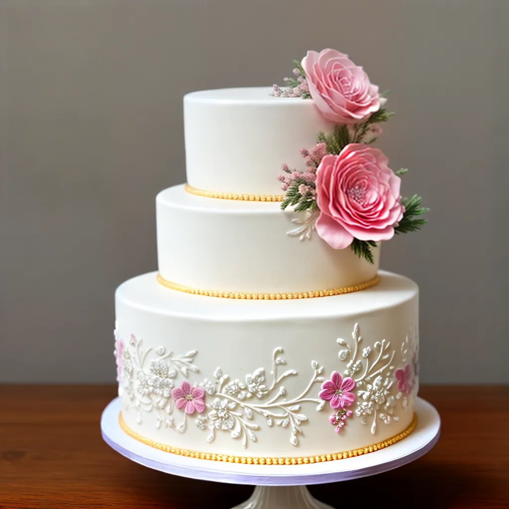 bolo casamento tres andares flores acucar 1