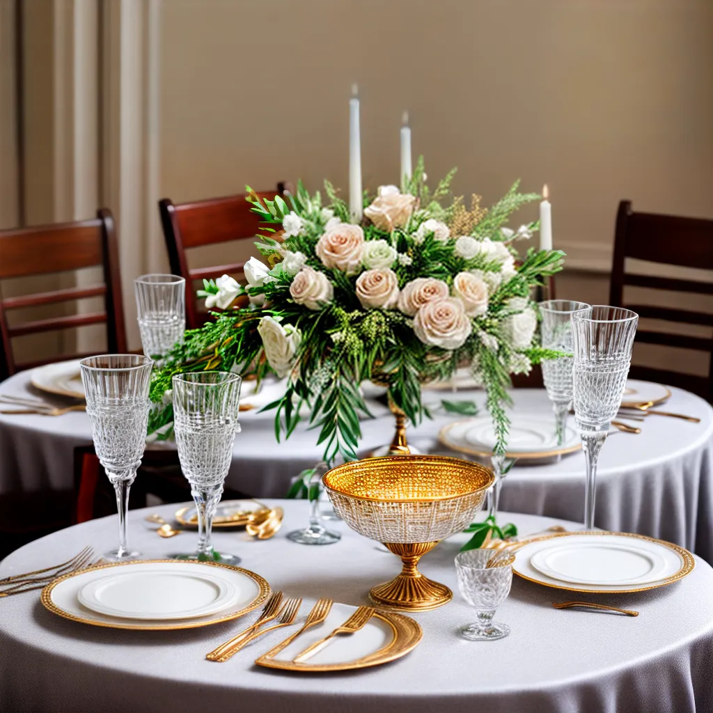mesa jantar elegante cristais bolo floral