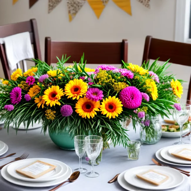 mesa bridal shower flores cartoes