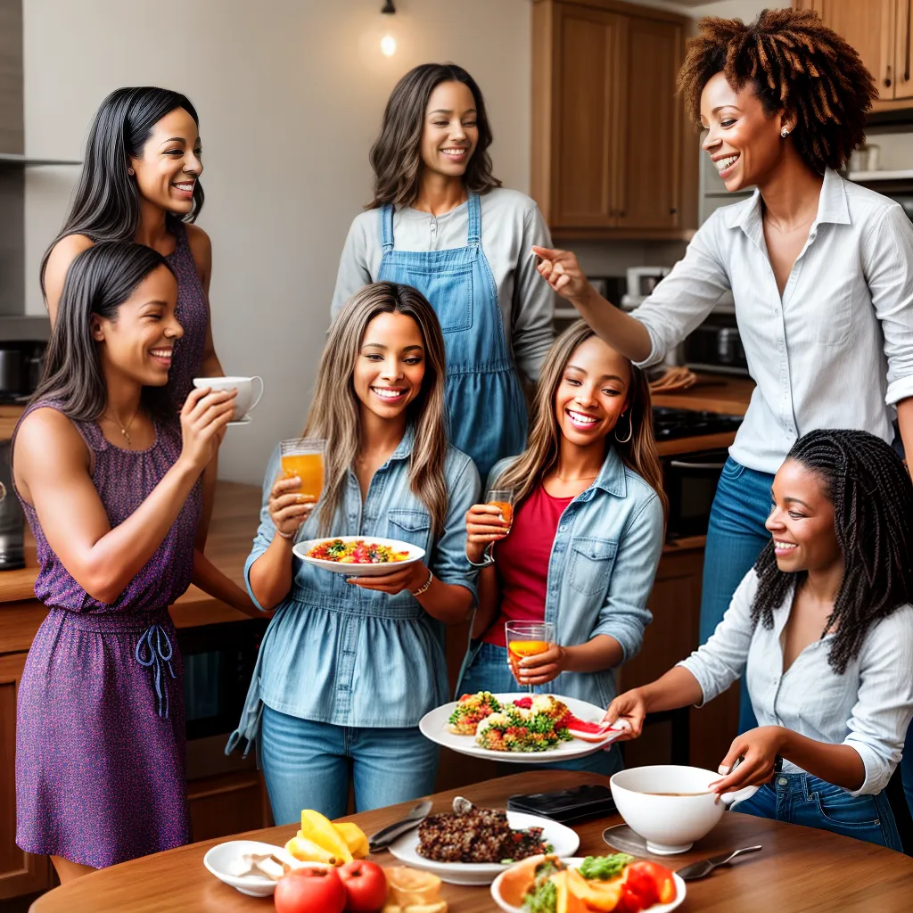 mulheres alegres cozinha cha danca