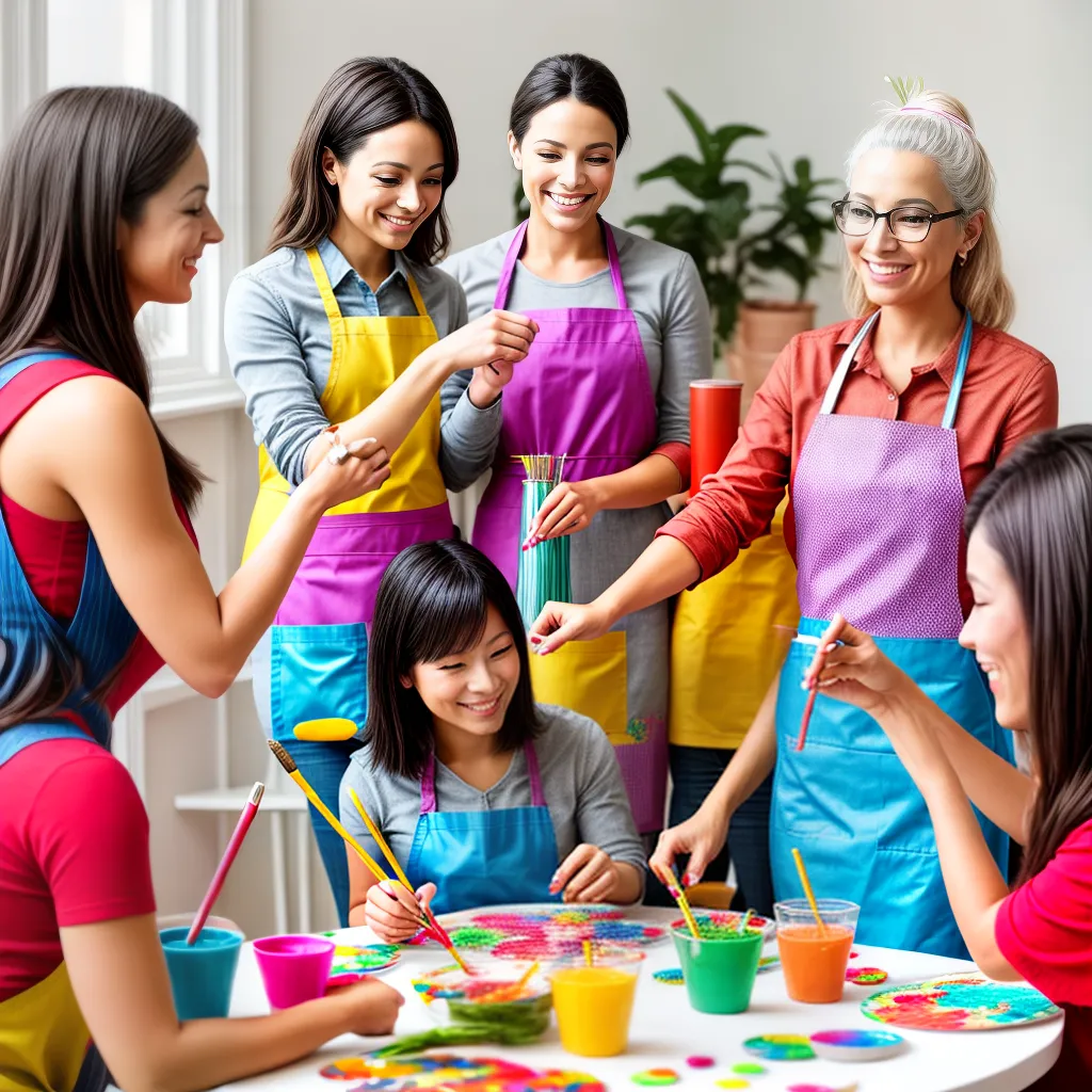 mulheres sorrindo mesa decorada oficina