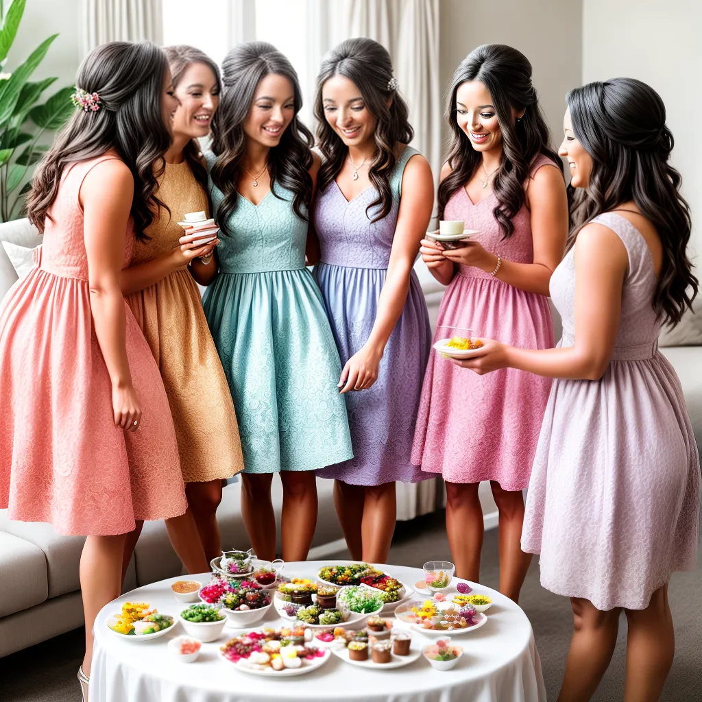 noiva amigas cha mesa colorida