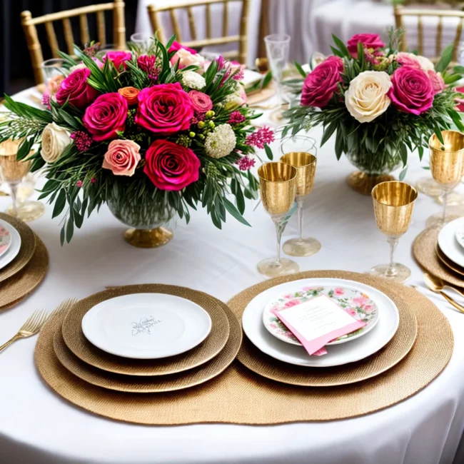 mesa bridal shower floral elegante