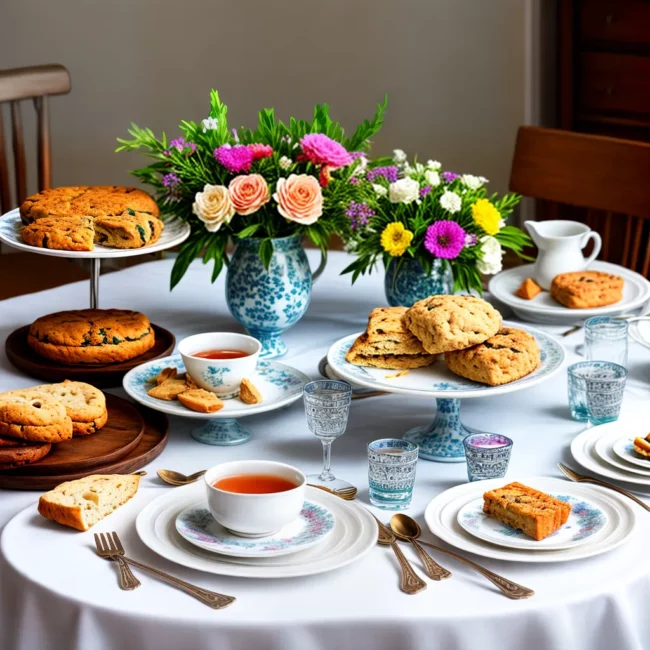 mesa floral amigos cha lanche