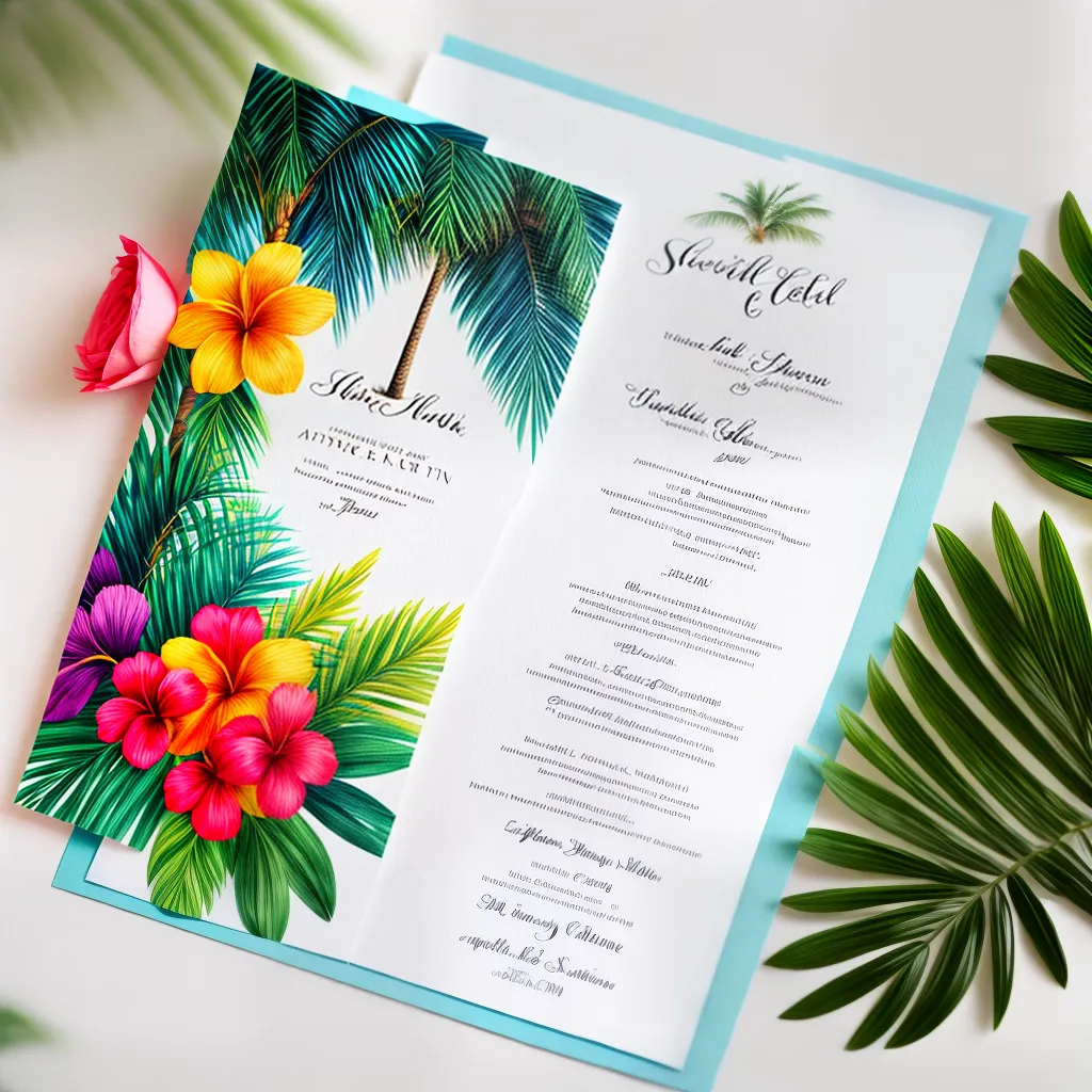 convite casamento tropical ilustracao palmeiras