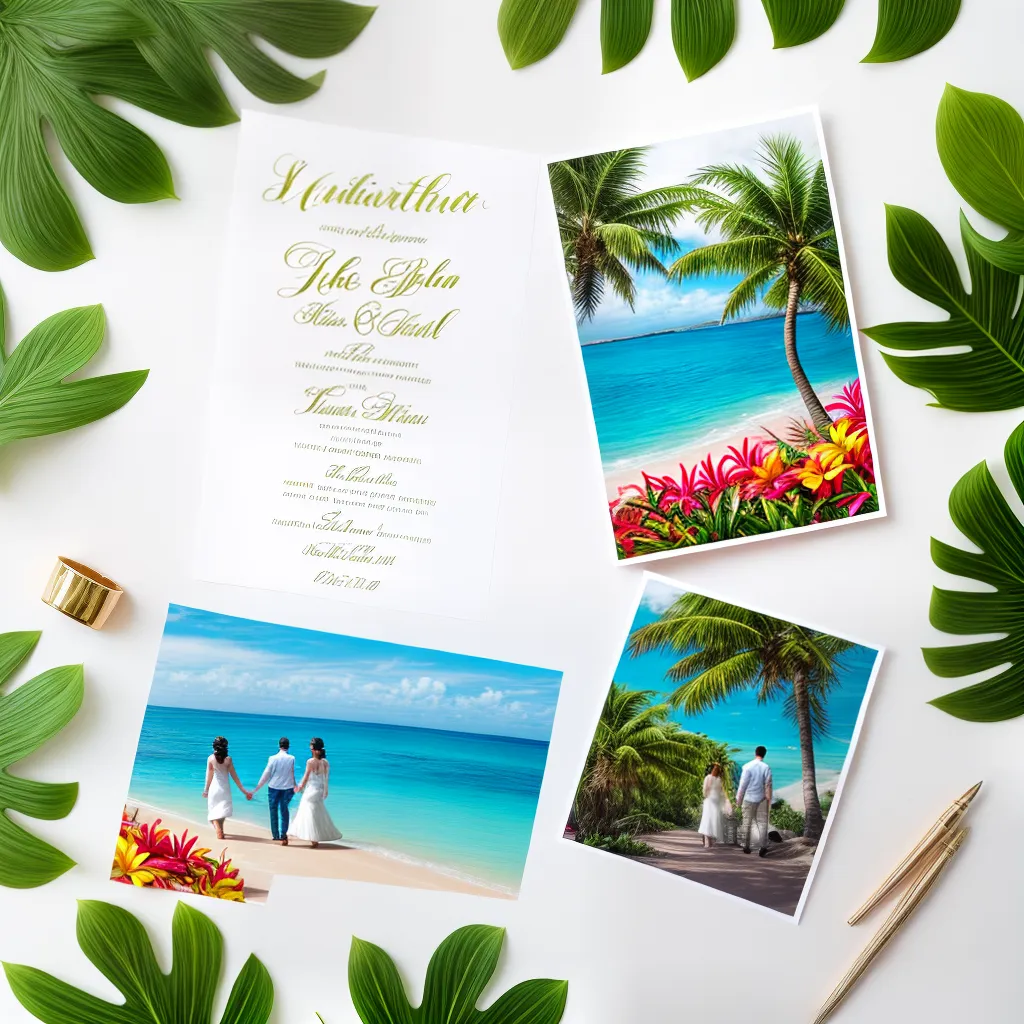 convite casamento tropical palmeiras flores