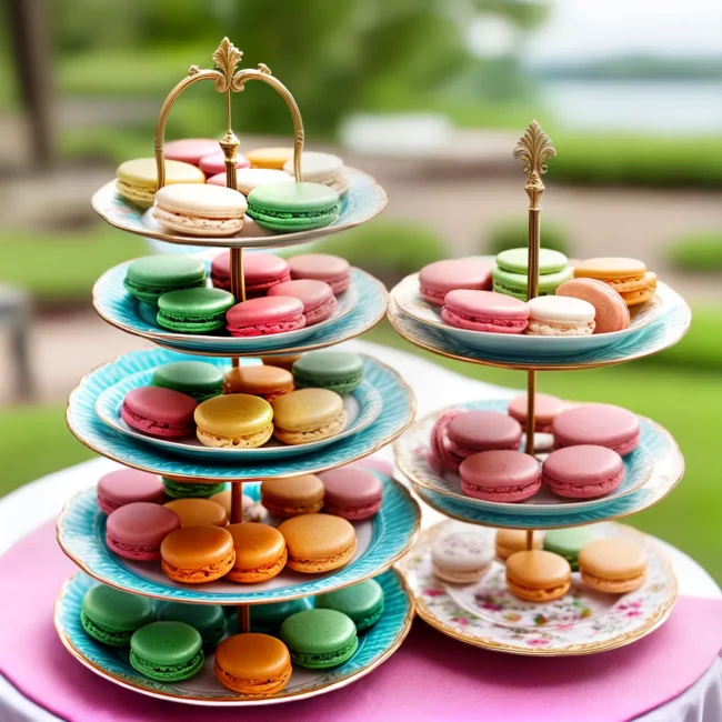 mesa cha festivo macarons sanduiches