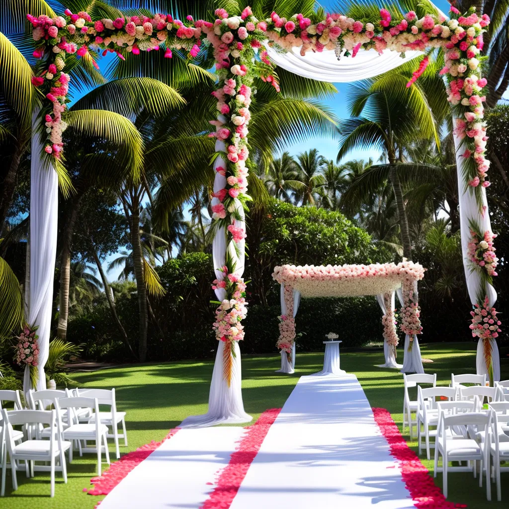 casamento praia tropical arco bambu
