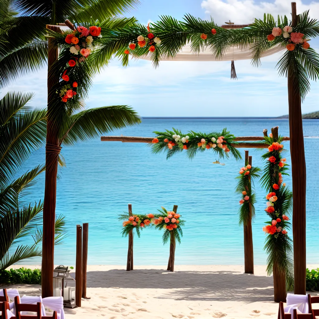 casamento praia tropical flores lanterna