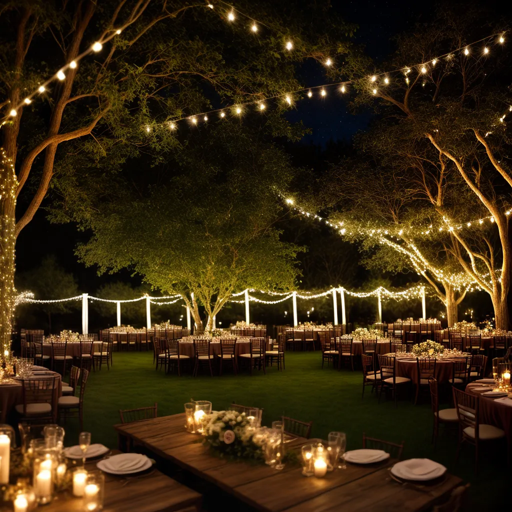 casamento ao ar livre luzes fadas mesa